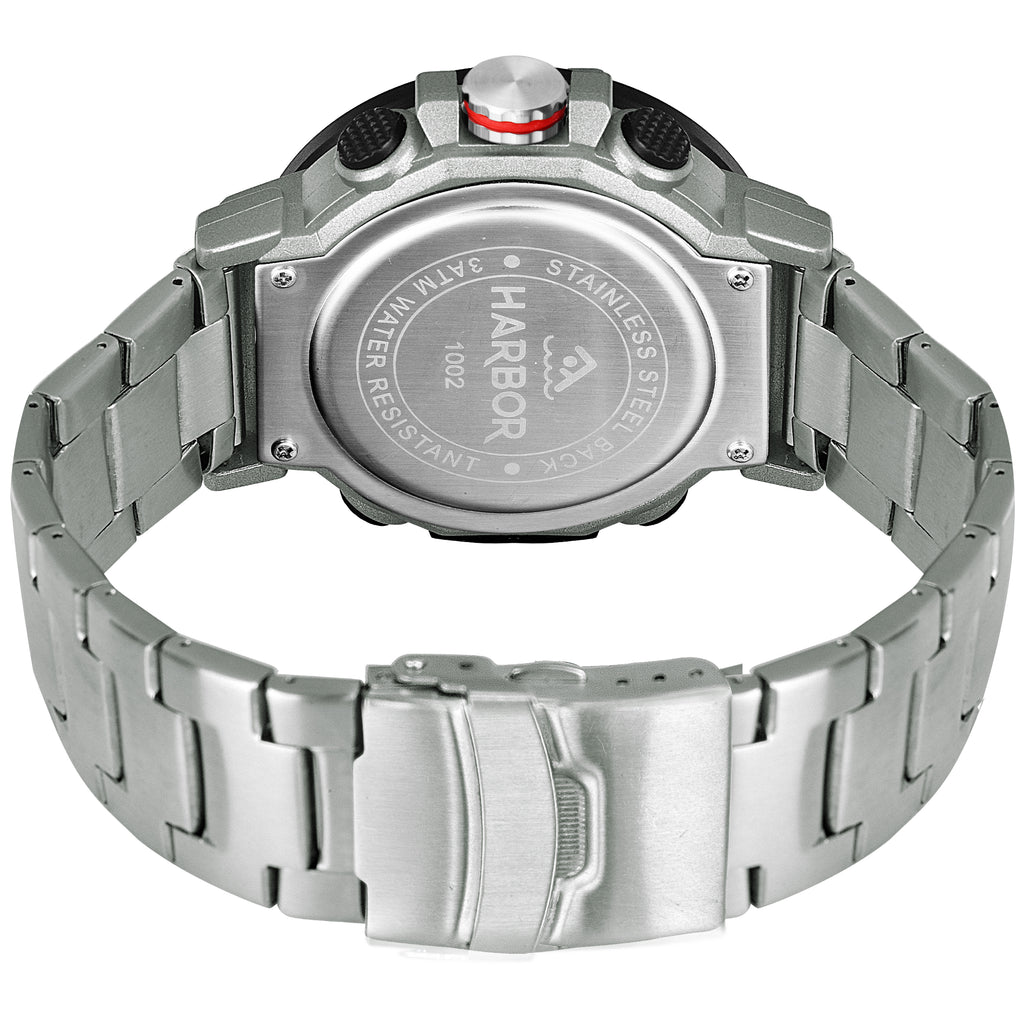 Harbor 1002 Stainless Steel Strap Analog Digital Sports Watch For Men