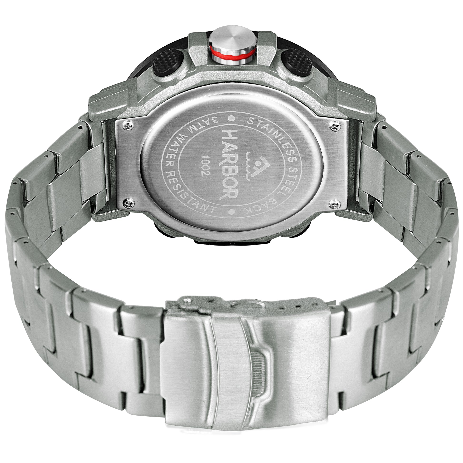 Harbor 1002 Stainless Steel Strap Analog Digital Sports Watch For Men