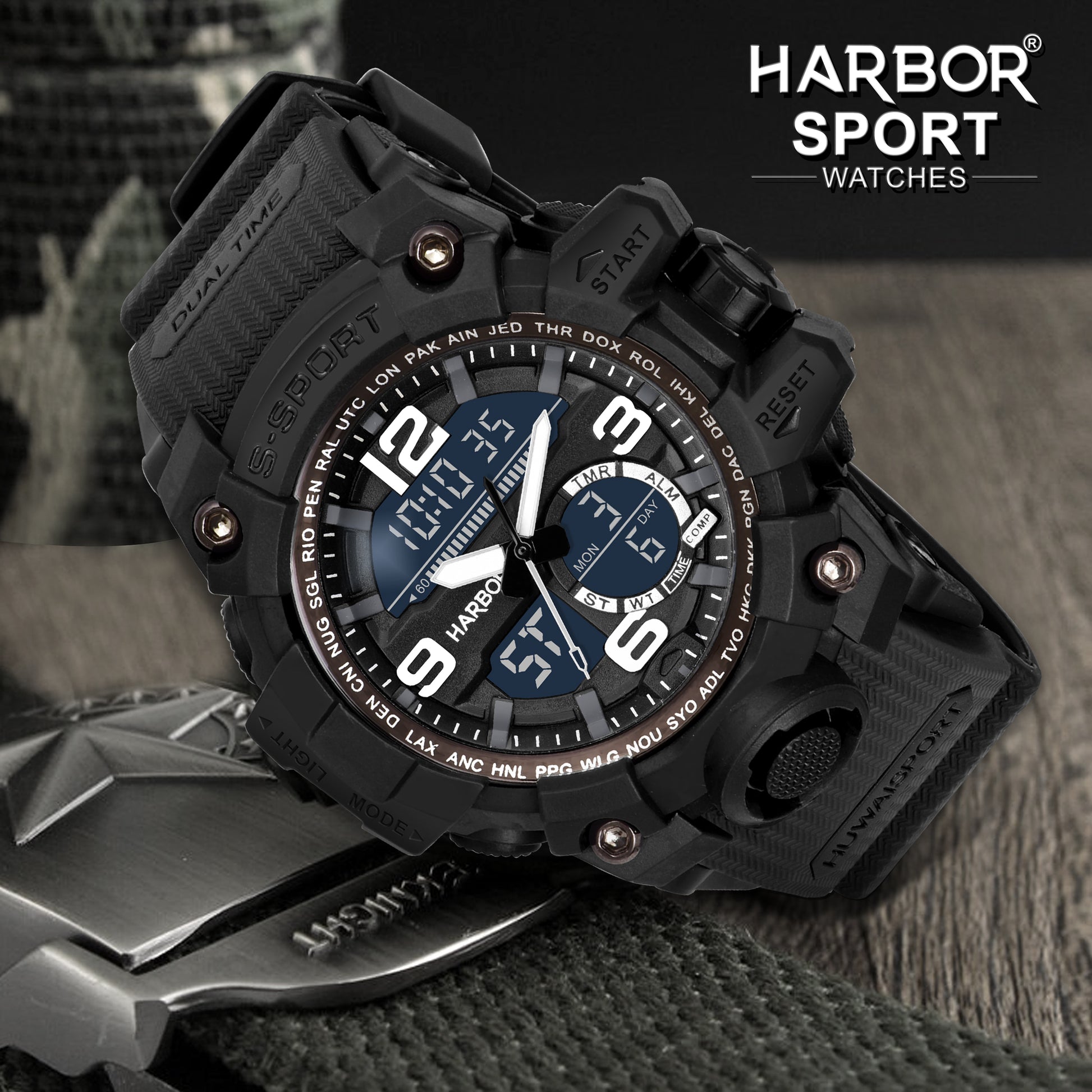 Harbor 9091 Black Sports Watch