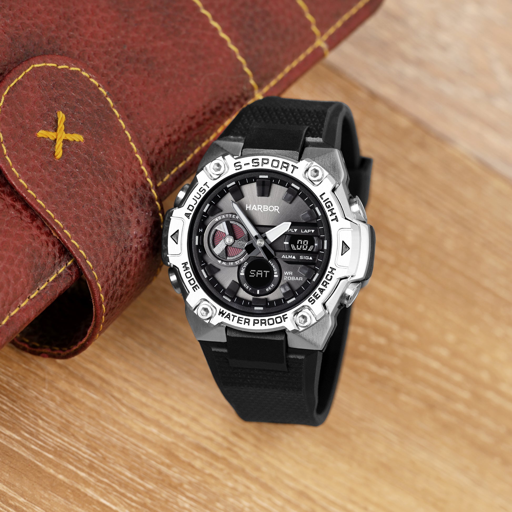 Harbor 9125 Black Multi Time Zone Watch