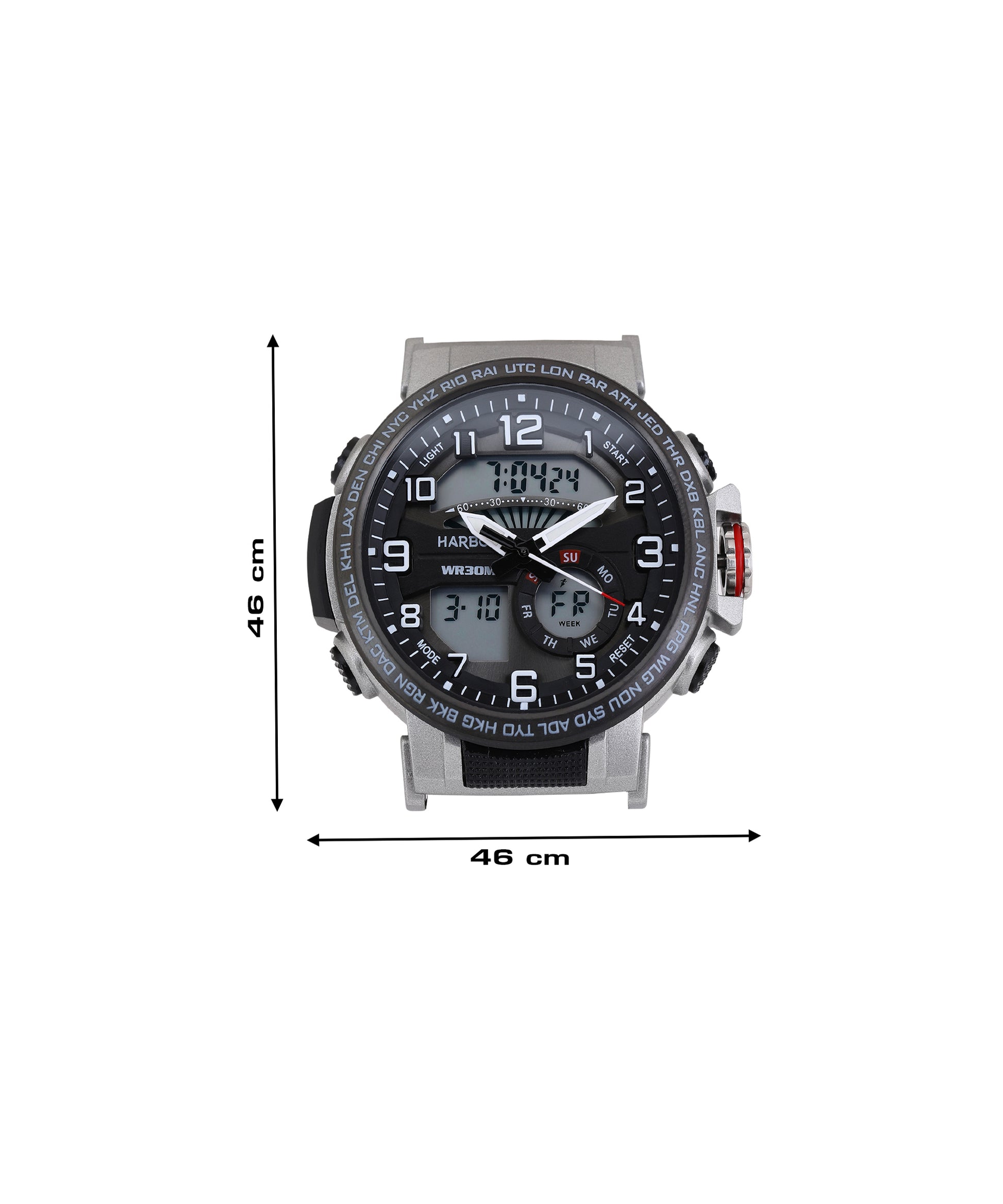 Harbor 1002 Stainless Steel Strap Analog Digital Sports Watch For Men