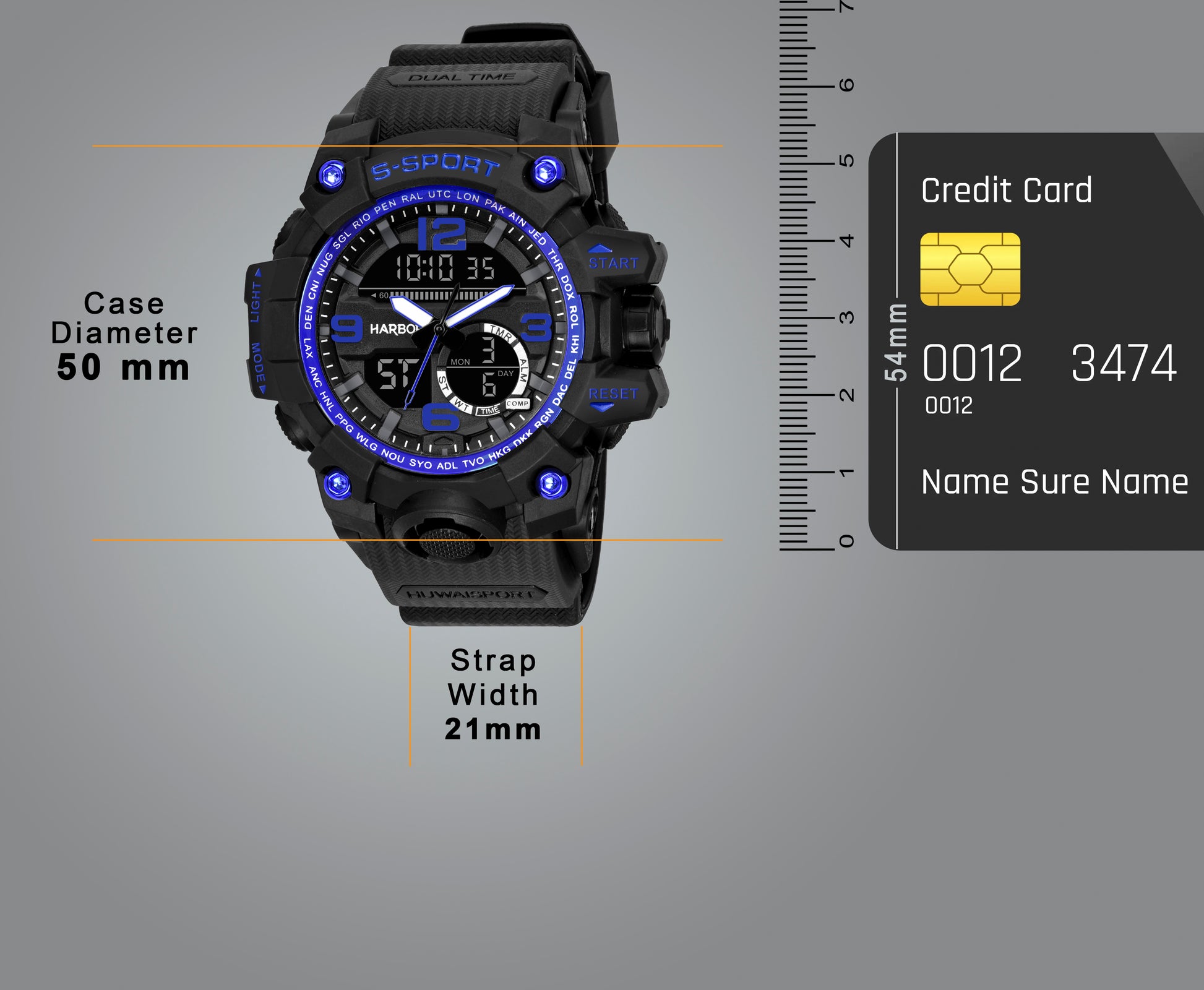 Harbor 9091 Blue Sports Watch