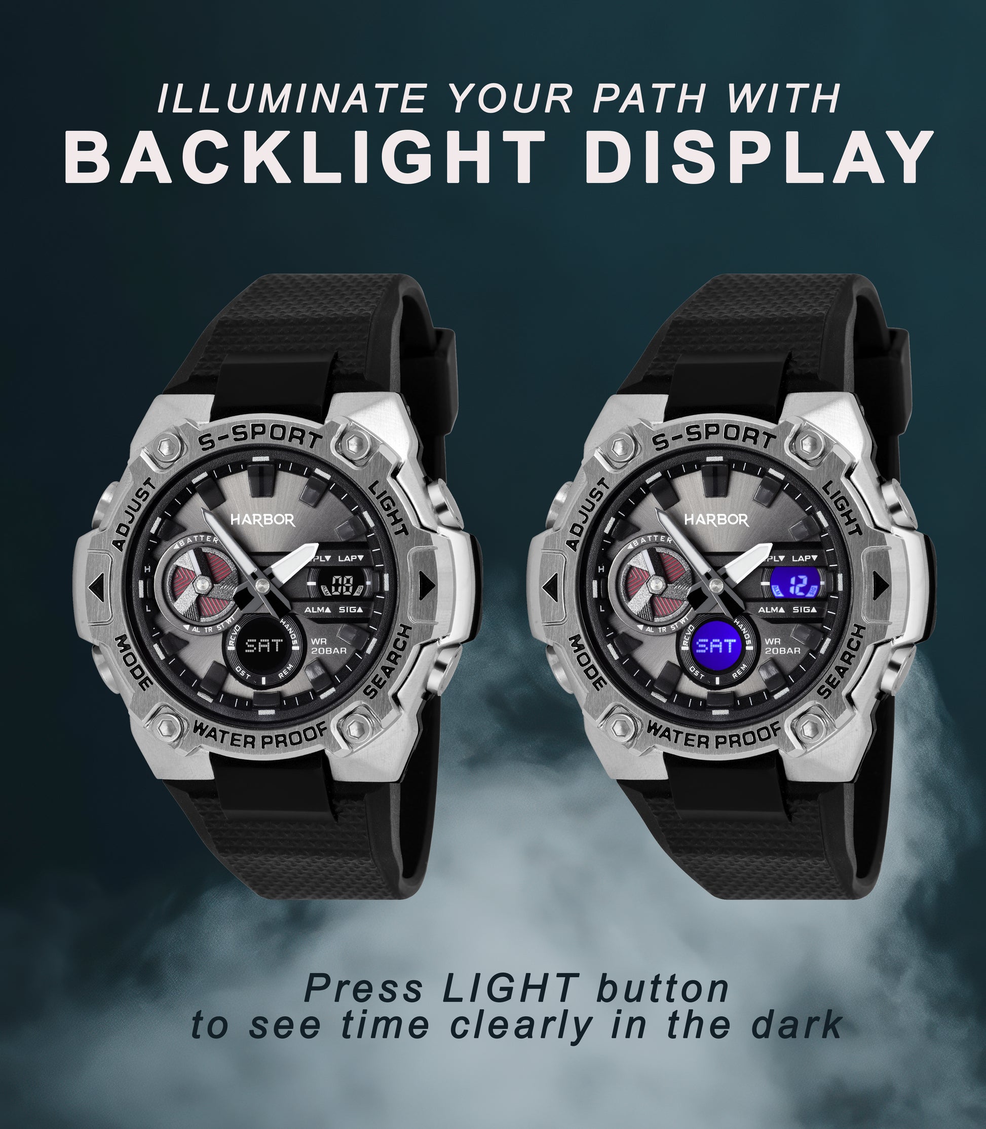 Harbor 9125 Black Multi Time Zone Watch