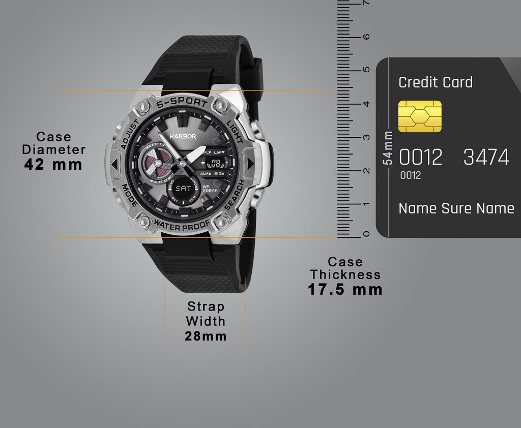 Harbor 9125 Black Multi Time Zone Watch