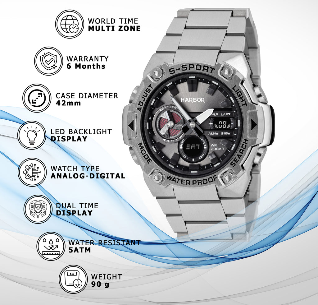 Harbor 9125 Stainless Steel Watch For Men