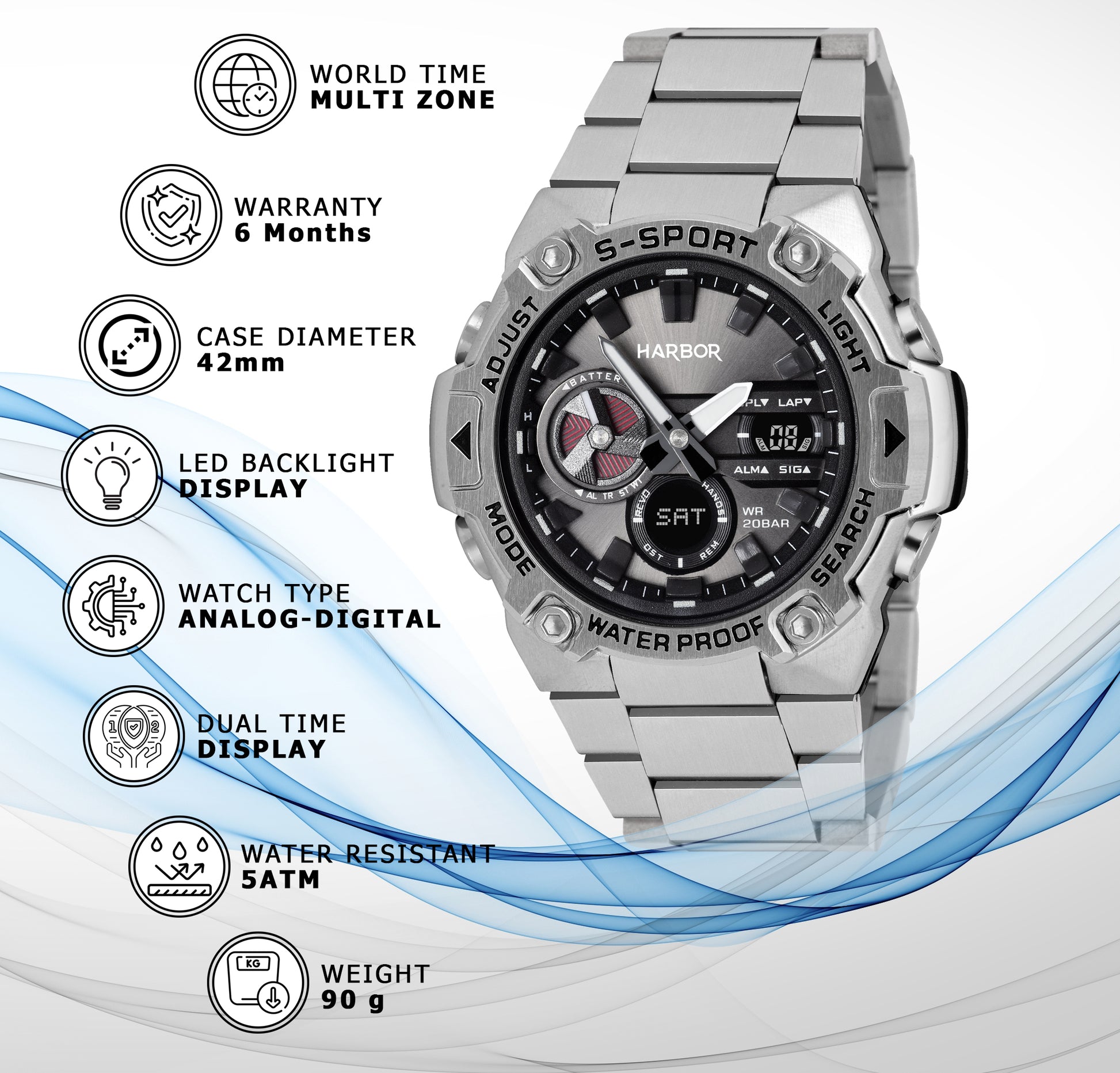Harbor 9125 Stainless Steel Watch For Men