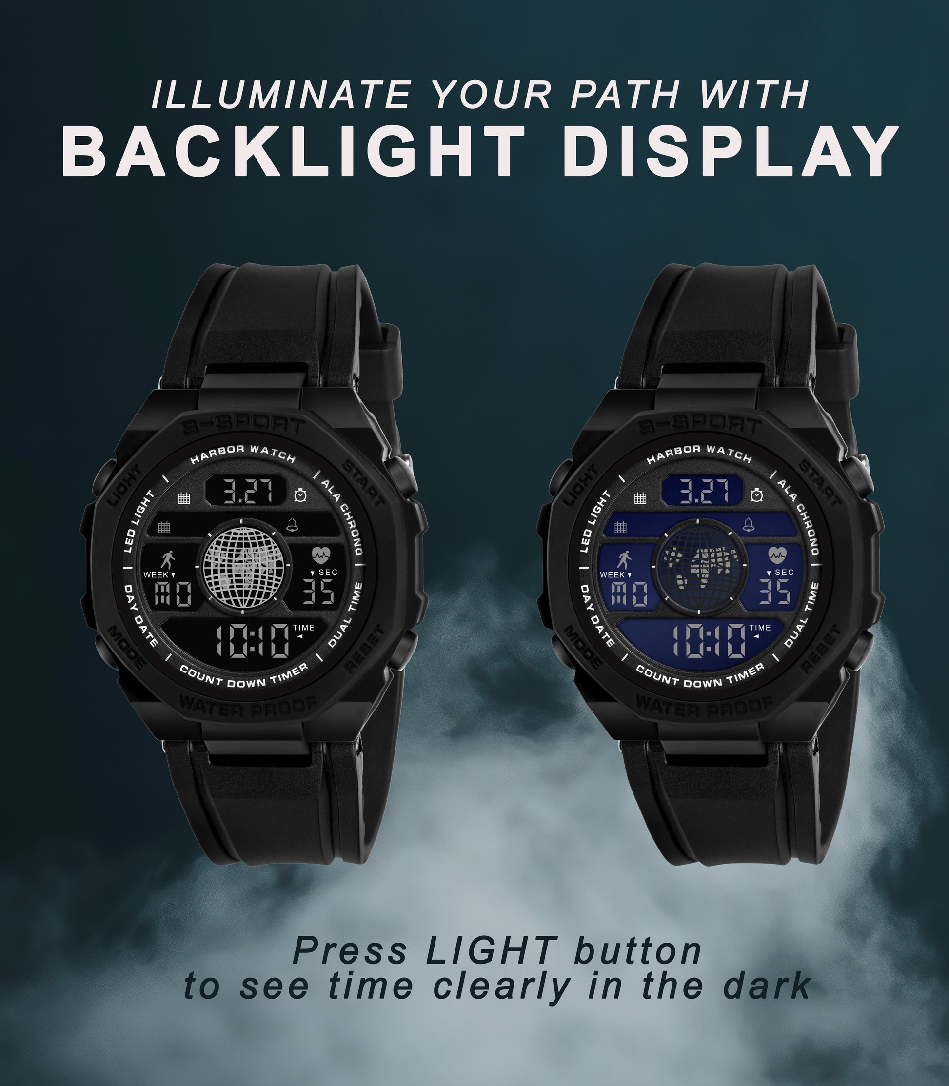 Harbor 9134 Black Digital Sports Watch