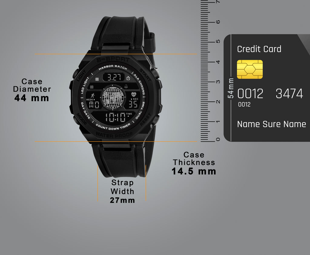 Harbor 9134 Black Digital Sports Watch