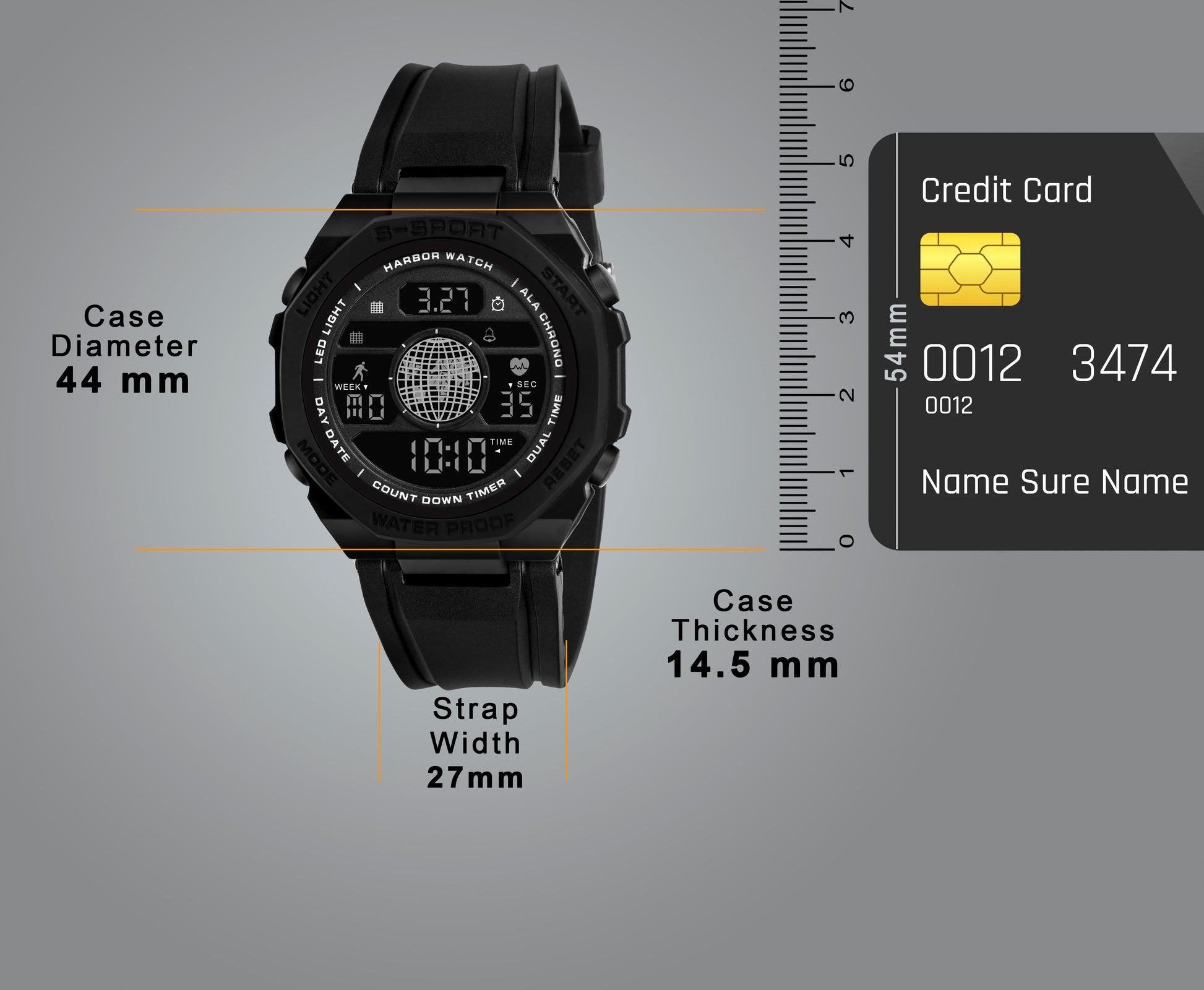 Harbor 9134 Black Digital Sports Watch