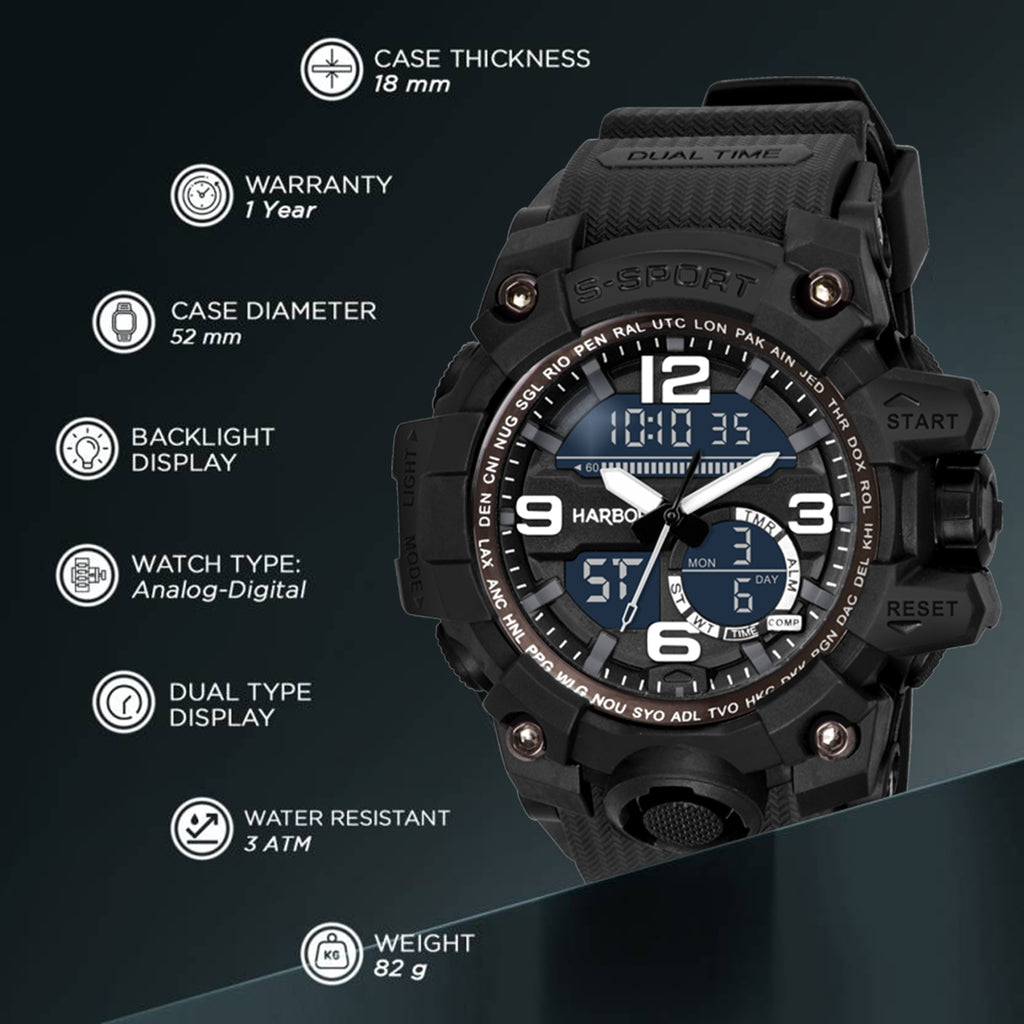 Harbor 9091 Black Sports Watch