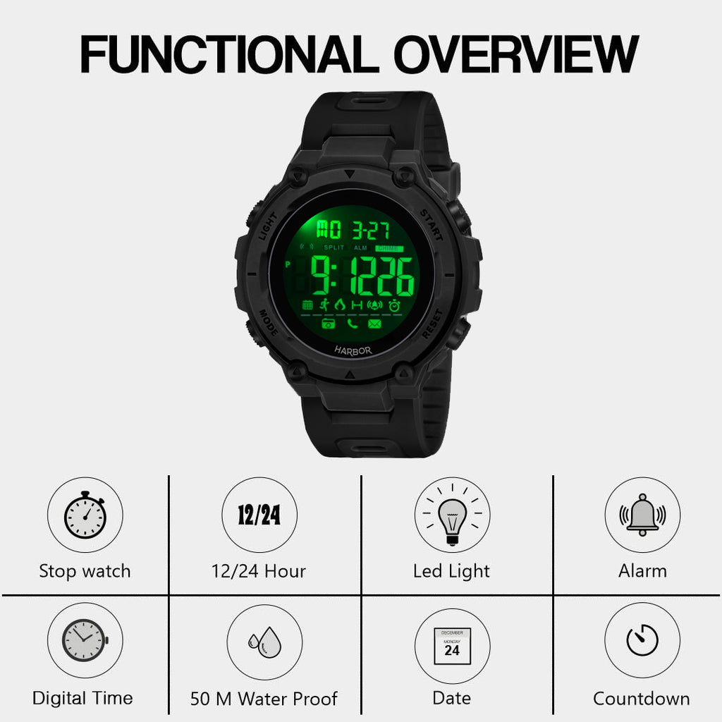 Harbor 9098 Black Digital Sports Watch