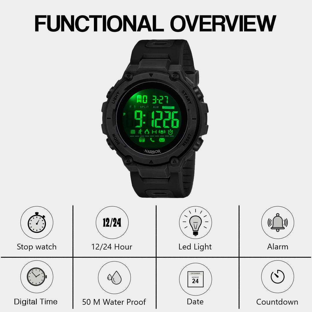 Harbor 9098 Black Digital Sports Watch