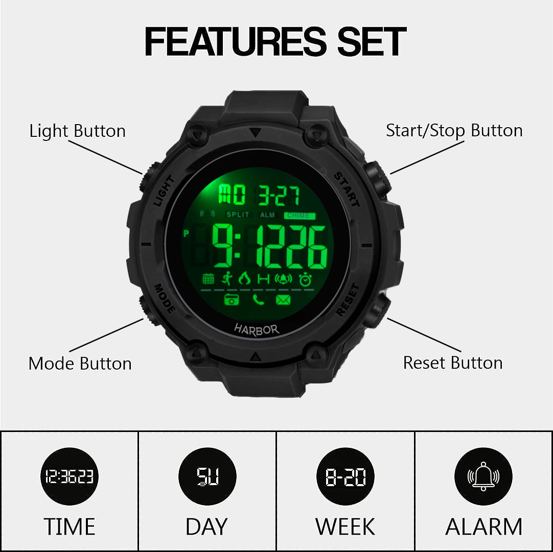 Harbor 9098 Black Digital Sports Watch