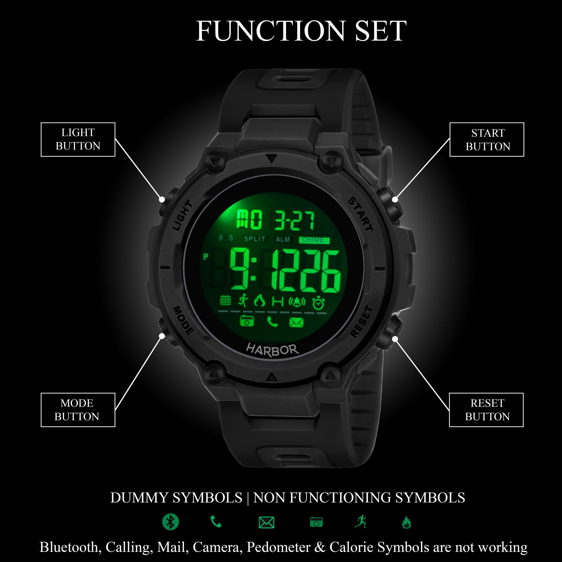 Harbor 9098 Black Digital Sports Watch