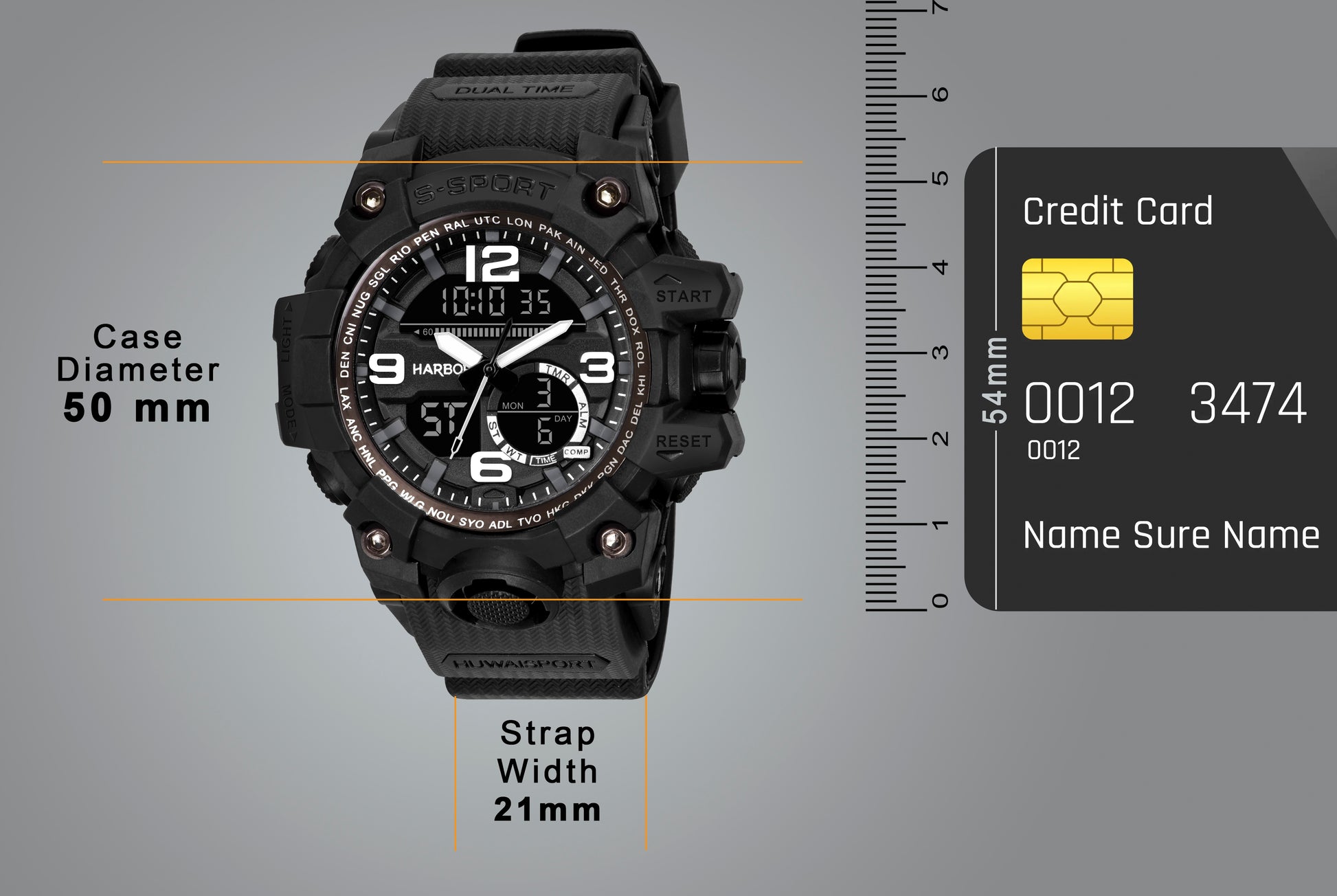 Harbor 9091 Black Sports Watch